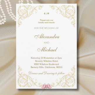 Ornate Vintage Baroque Wedding  Invitation