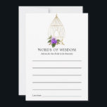 Ornate Vintage Birdcage Lace Floral Bridal Shower Advice Card<br><div class="desc">White lace vintage bridal shower advice cards featuring gilded birdcages adorned with sparkling florals.</div>