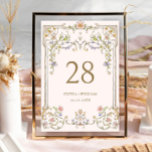 Ornate Vintage Frame Bohemian  Flowers Wedding Table Number<br><div class="desc">For further customisation,  please click the "Personalise this template",  then "Edit using Design Tool". Stylish editable easy to use wedding templates,  more items available in the store (invitations,  rsvp,  thank you cards,  stationery & decor). If you need help or matching items,  please contact me.</div>