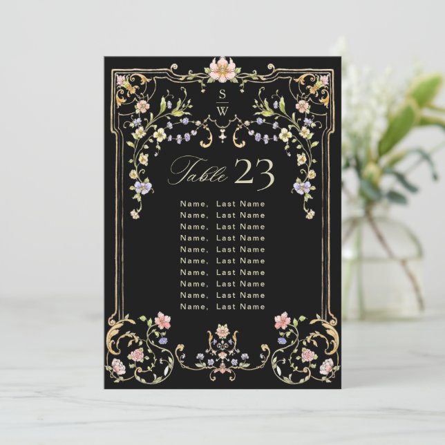Ornate Vintage Frame Bohemian  Table Number Cards (Standing Front)