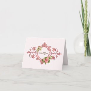 Ornate Vintage Frame  with Flowers, Thank You Card
