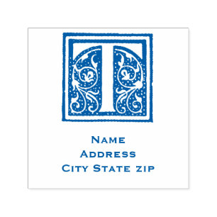 Ornate Vintage letter T Self-inking Stamp