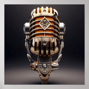 Ornate Vintage Microphone Poster