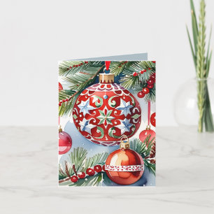 Ornate Vintage Ornament Photo & Recipe Christmas Card