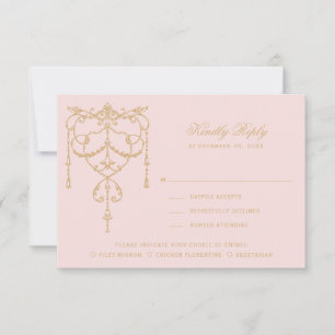 Ornate Vintage Pink Paris RSVP Card