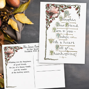 Ornate Vintage Thanksgiving Greeting Postcard