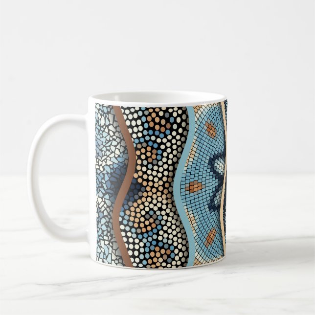Ornate Waves: Mosaic Tile Texture. Coffee Mug (Left)