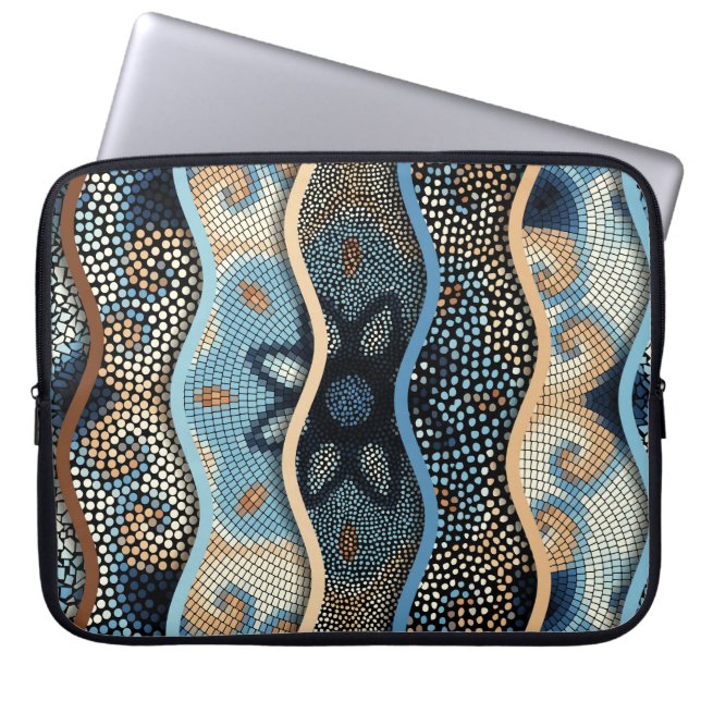 Ornate Waves: Mosaic Tile Texture. Laptop Sleeve (Front)