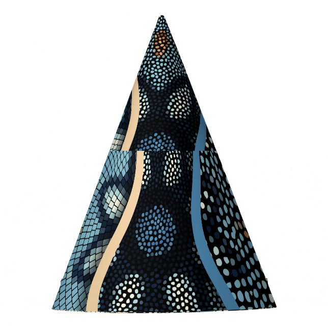 Ornate Waves: Mosaic Tile Texture. Party Hat (Front)