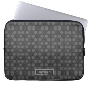 Ornate Webbed Pattern Grey Personalised Laptop Sleeve