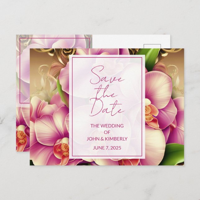 Ornate Wedding Photo QR Cd Save the Date Postcard (Front/Back)