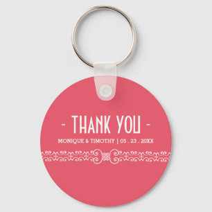 Ornate White Belt - Pink Blush Wedding Thank You Key Ring
