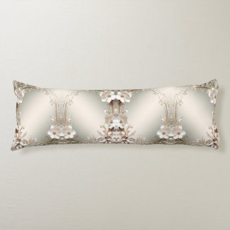 Ornate White Floral Body Pillow