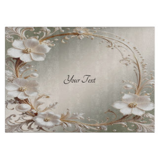 Ornate White Floral Cutting Board