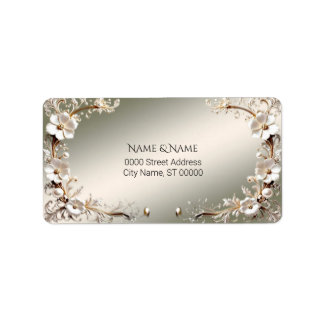 Ornate White Floral Frame Address Label