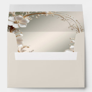 Ornate White Floral Frame Envelope