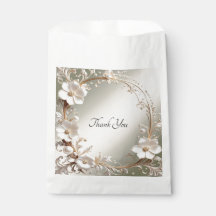 Ornate White Floral Frame Favour Bag