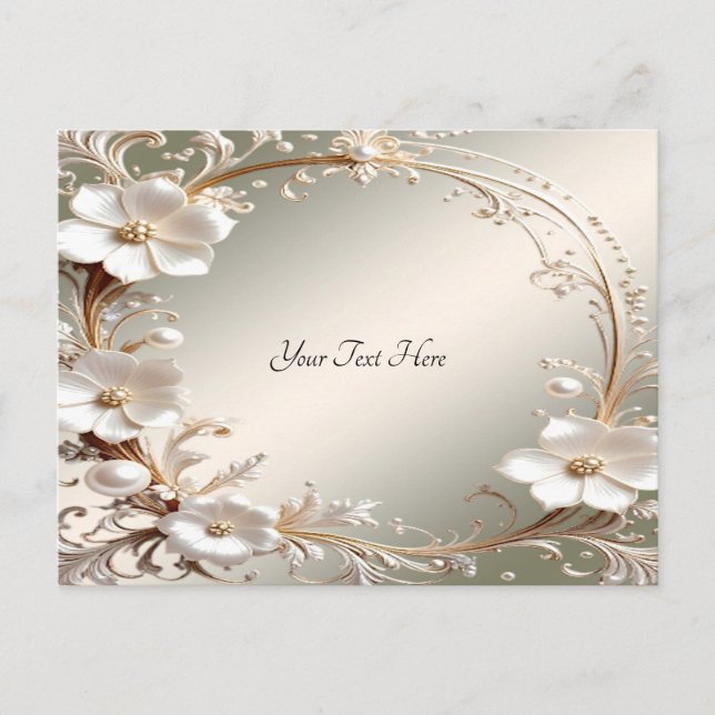 Ornate White Floral Frame Postcard (Front)