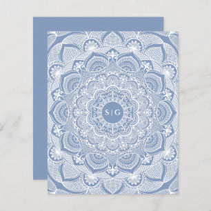 Ornate White floral lace dusty blue Budget