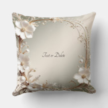 Ornate White Floral Throw Pillow