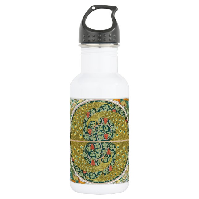 Ornate William Morris Style Peacock Grapevine Art 532 Ml Water Bottle (Front)