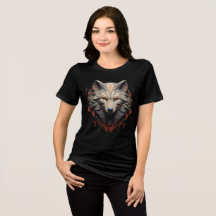 Ornate Wolf Face – Floral Fantasy Design Tri-Blend Shirt
