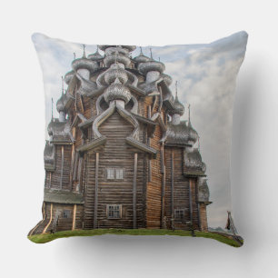 Ornate wooden church, Russia Cushion