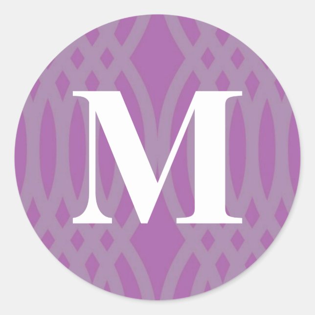 Ornate Woven Monogram - Letter M Classic Round Sticker (Front)