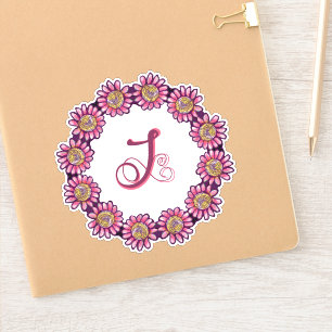 Ornated J Monogram With Cute Boho Flowers Pretty