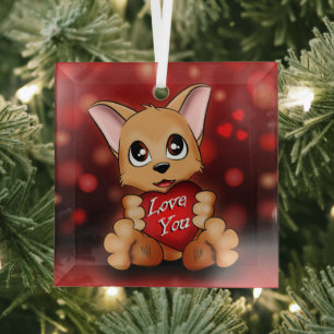 Ornement En Verre Le chiot t'aime Glass Tree Decoration