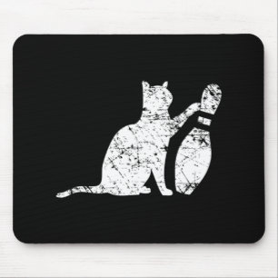 Ornery Alley Cat Tipping Bowling Pin Fun Team Gift Mouse Pad