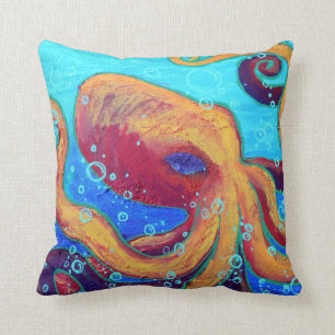 Ornery Octopus Throw Pillow