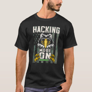 Ornithology Falcon Hacking Mode On US Flag Falcon T-Shirt