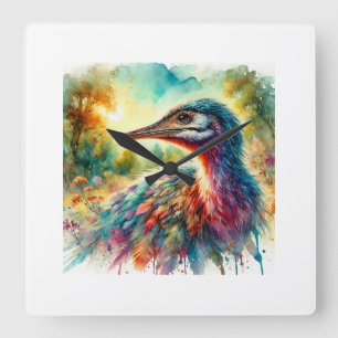 Ornithomimus in Harmony 260824AREF137 - Watercolor Square Wall Clock
