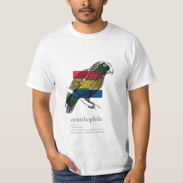 Ornithophile: Parrot sketch with colour blocks T-Shirt (Front)