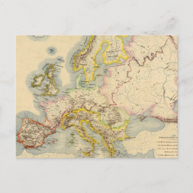 Orographic map of Europe Postcard (Front)