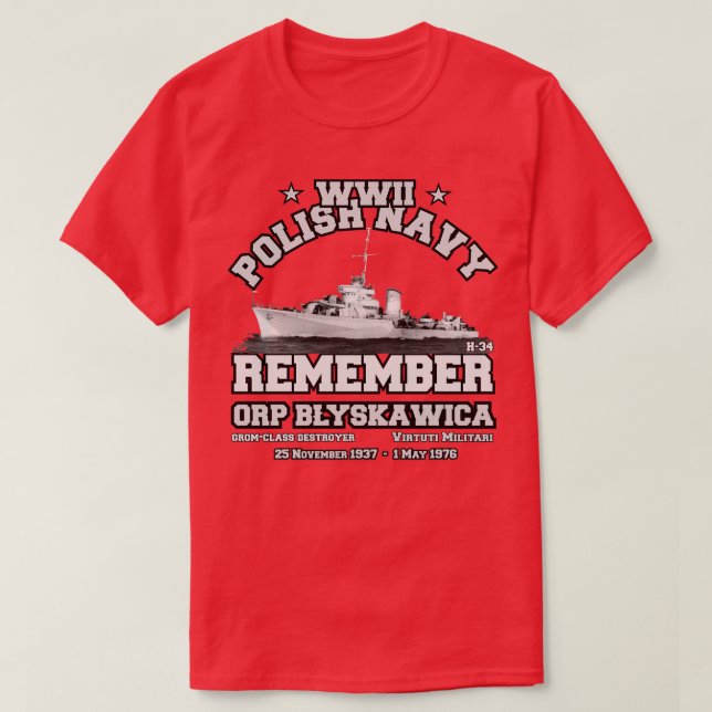 ORP Blyskawica H34 Polish Navy T-Shirt (Design Front)