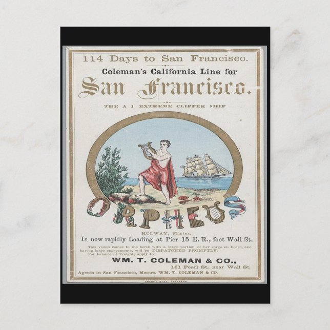 Orpheus Clipper Sailing  Postcard (Front)