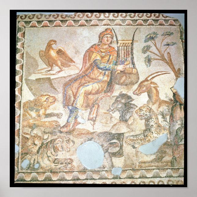 Orpheus playing to the animals, Roman mosaic Poster (Front)