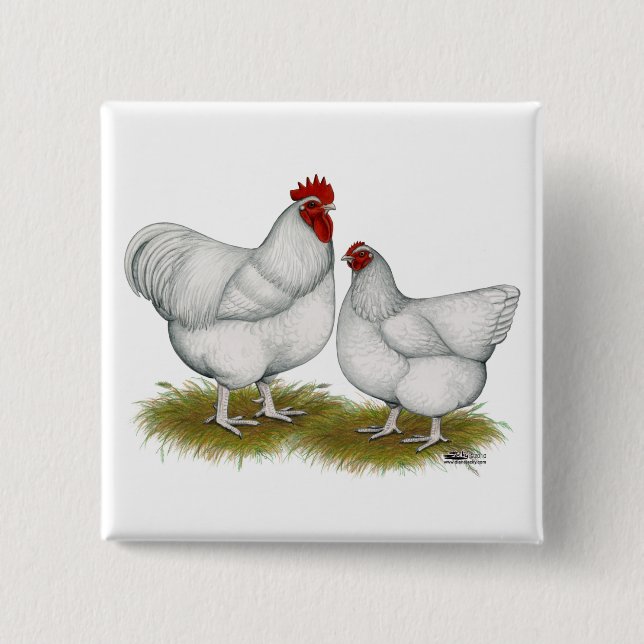 Orpington:  White Pair 15 Cm Square Badge (Front)