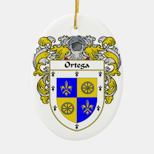 Ortega Coat of Arms/Family Crest Ceramic Ornament