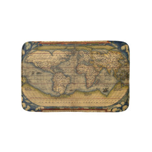 Ortelius 1570 World Map: Antique Cartography Bath Mat