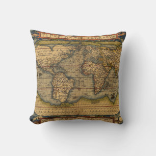 Ortelius 1570 World Map: Antique Cartography Cushion