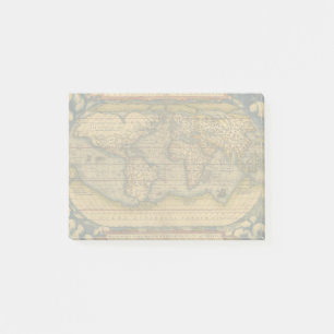 Ortelius 1570 World Map: Antique Cartography Post-it Notes