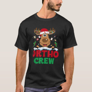 Ortho Crew Reindeer Santa Hat Funny Christmas Fami T-Shirt