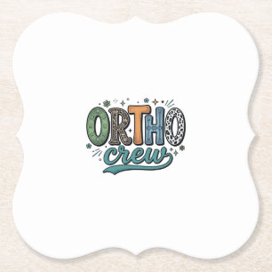 Ortho Crew Vintage Dental Team Vector Design_1 Paper Coaster