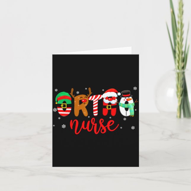 Ortho Nurse Christmas Shirt Nurse Xmas Party Cna N Card (Front)