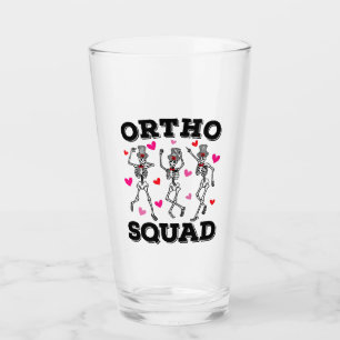 Ortho Squad Dancing Skeleton Valentine Drinking Glass