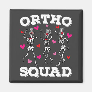 Ortho Squad Dancing Skeleton Valentine Square Magnet