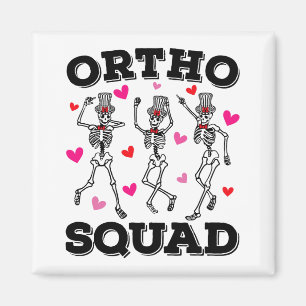 Ortho Squad Dancing Skeleton Valentine Square Magnet
